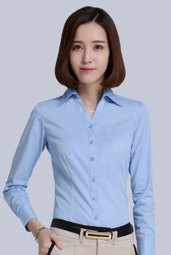 女士V領職業襯衫定制